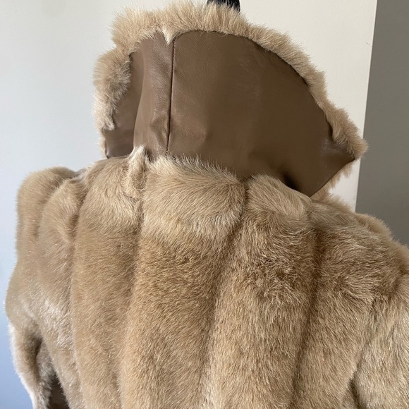 Kramer New Haven Tan Fur Leather Coat Size Medium - Picture 14 of 16
